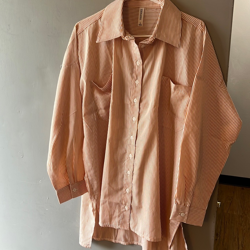 Mustard striped button up